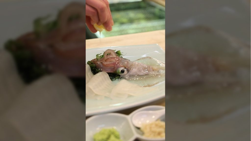 1 Minute Fukuoka Japan Vlog- Live Squid and Ramen! Day 3 #Shorts