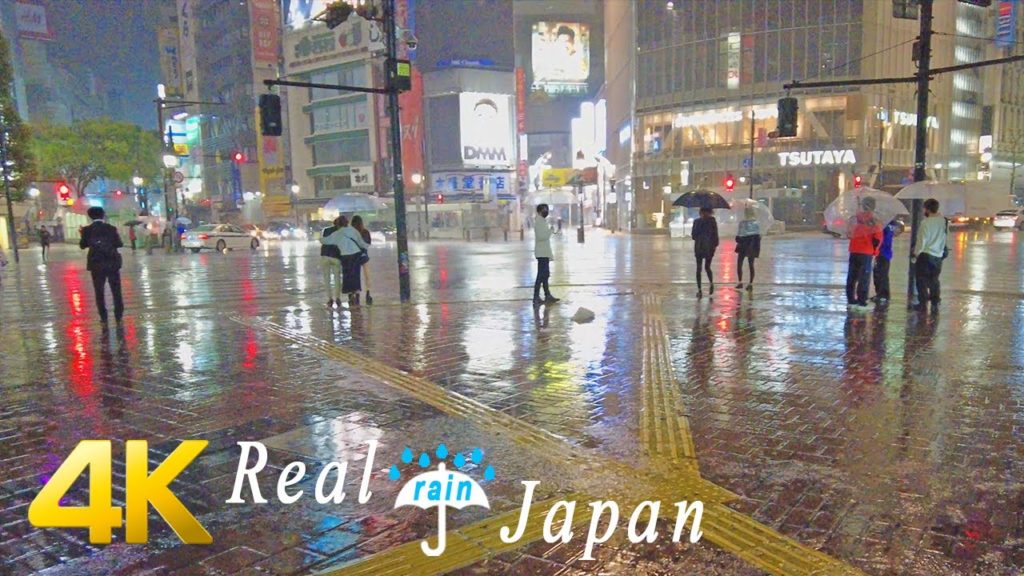 Walking in Heavy Rain at midnight in Shibuya, Tokyo, Japan - Ambience ASMR 4K