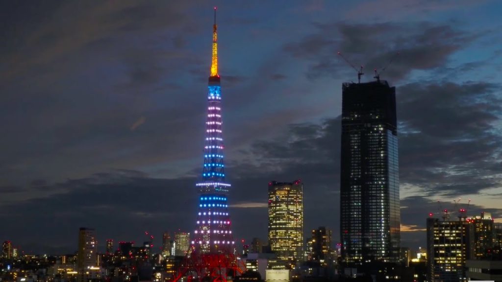 4K LIVE 「海色」特別ライトアップの東京タワーと虎ノ門・麻布台プロジェクト/2022.07.04-05 Tokyo Tower and Roppongi Hills