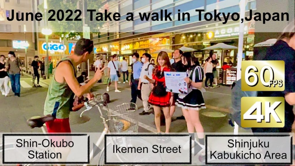 4K 60fps// Take a walk in Tokyo, Japan, Shin-Okubo station→Ikemen Street→Shinjuku Kabukicho Area