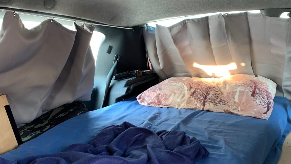 Car Camping Alone on SECRET beach with a Micro CamperVan / Cooking eggs with sausages / Vanlife|ASMR