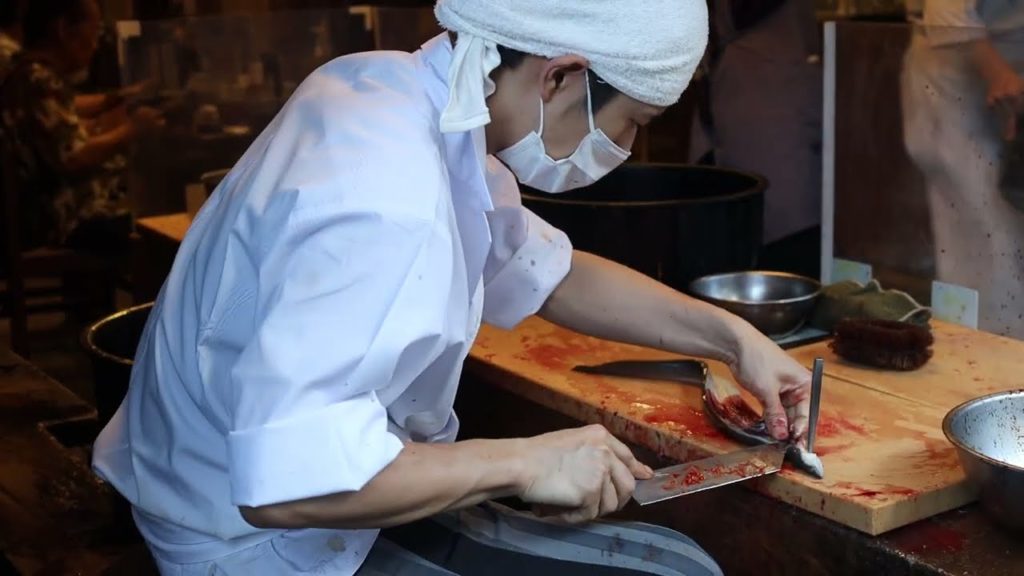Filleting eels (Unagi) - Kawatoyo Narita