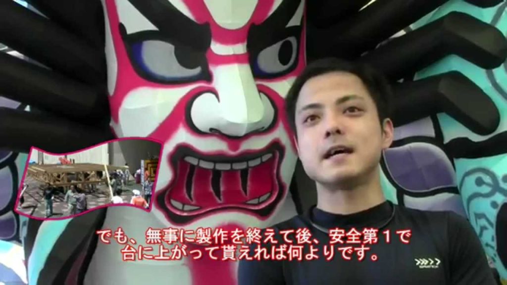 ねぶた師立田龍宝・海老蔵 歌舞伎に挑戦1「三升景清」登場！.台上2015　"Kagekiyo" is protagonist. nebuta　Welcome to Aomori.
