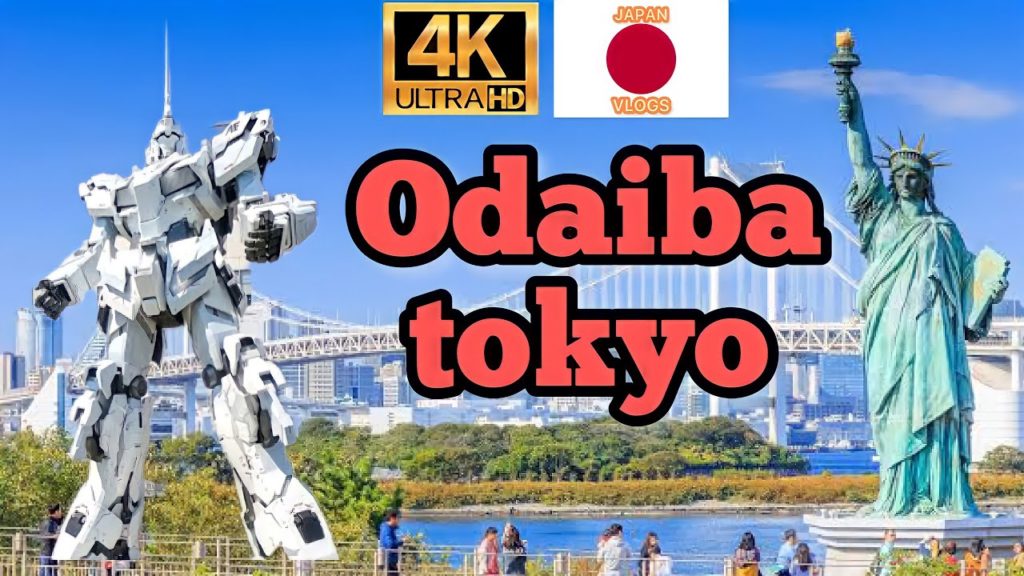 Gundam robot and statue of liberty in japan odaiba tokyo japan 4k walk videos