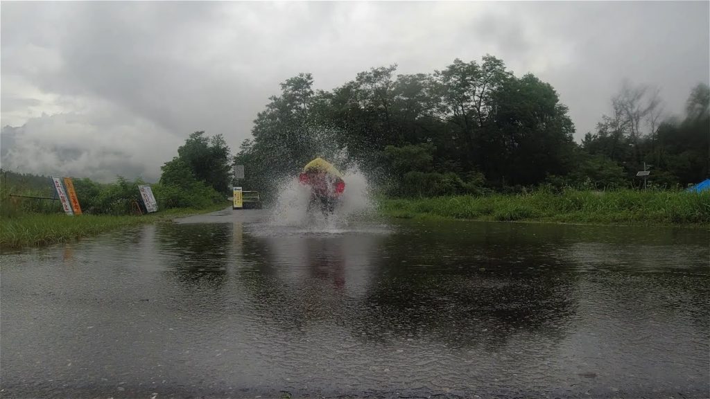skateboarding  in the rain