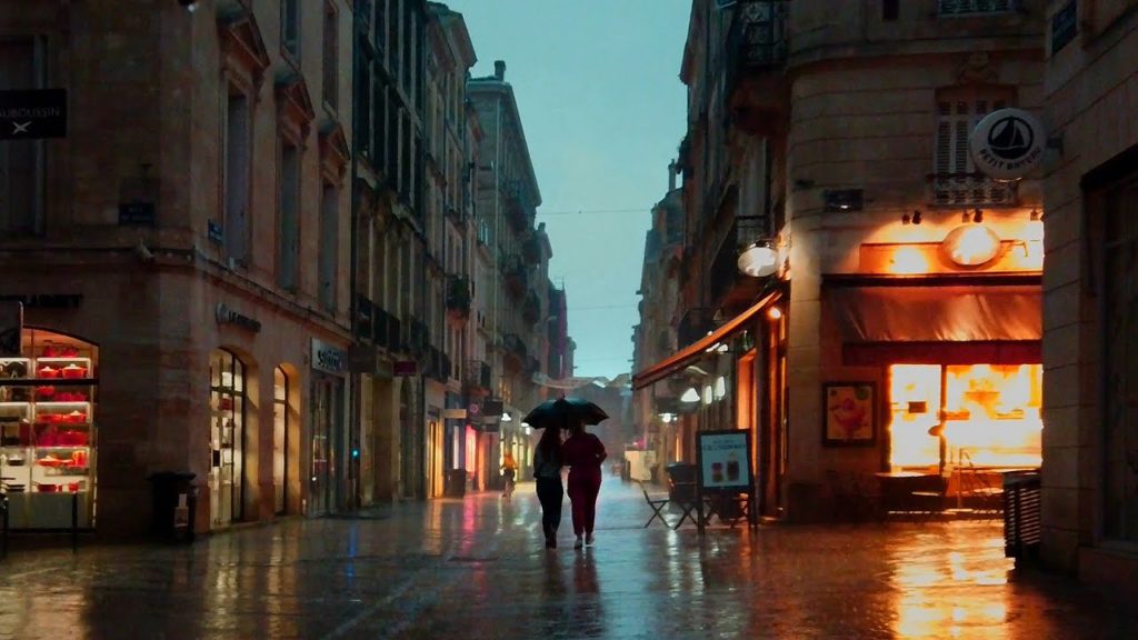 Rainy downtown of Bordeaux 4k Walk [No Noises] Saint Pierre | Thunderstorm Rain sounds for sleeping