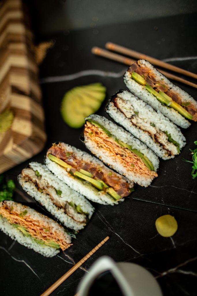 A few of my sushi sandwiches (Onigirazu)