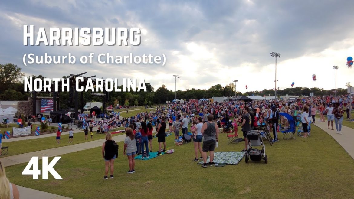 Harrisburg (suburb of Charlotte), NC | 4th of July Celebration | Walking Tour | 4K