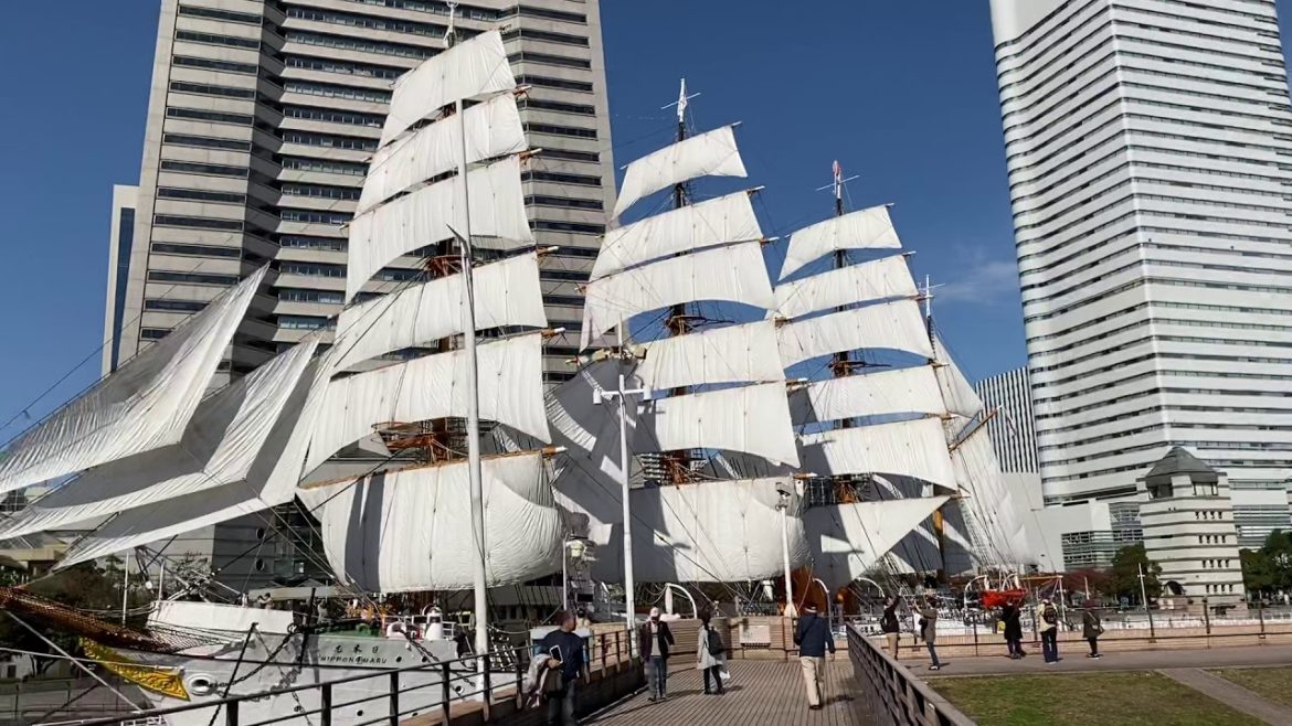 晴天の日本丸とランドマークタワー動画 / Yokohama Trip