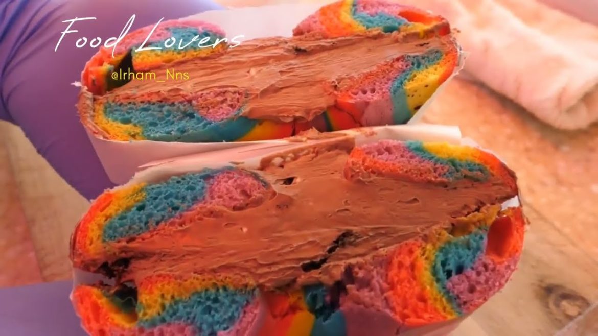 rainbow donut shaped bun with mixed cheese and cream – street food lover rainbow donut shaped bun with mixed cheese and cream - street food lover