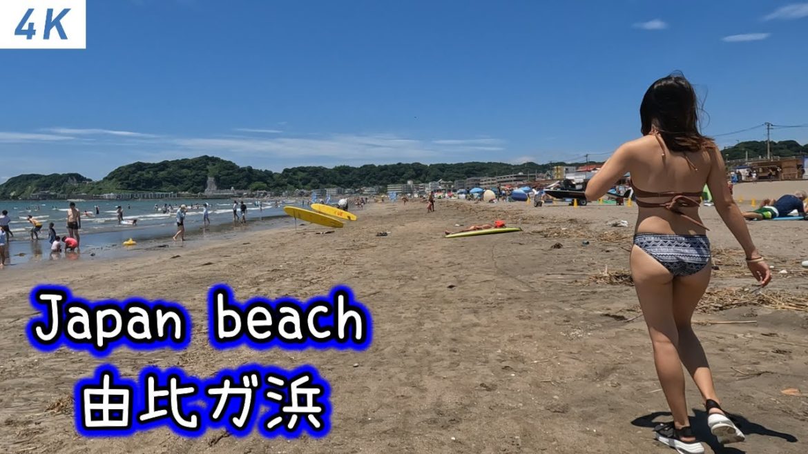 Walk in Japan Beach Shonan Enoshima,江の島 湘南 由比ガ浜海水浴場,near Tokyo【4K 60fps】