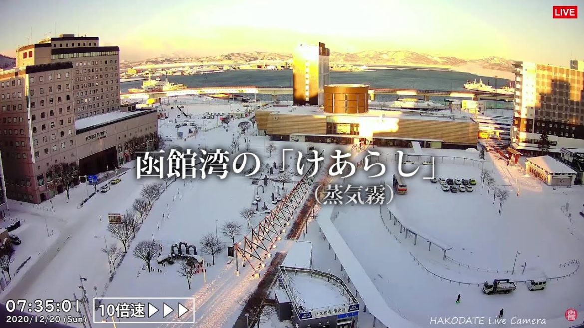 【Clips】函館湾を覆う「けあらし(蒸気霧)」＜10倍速＞＠2020/12/20