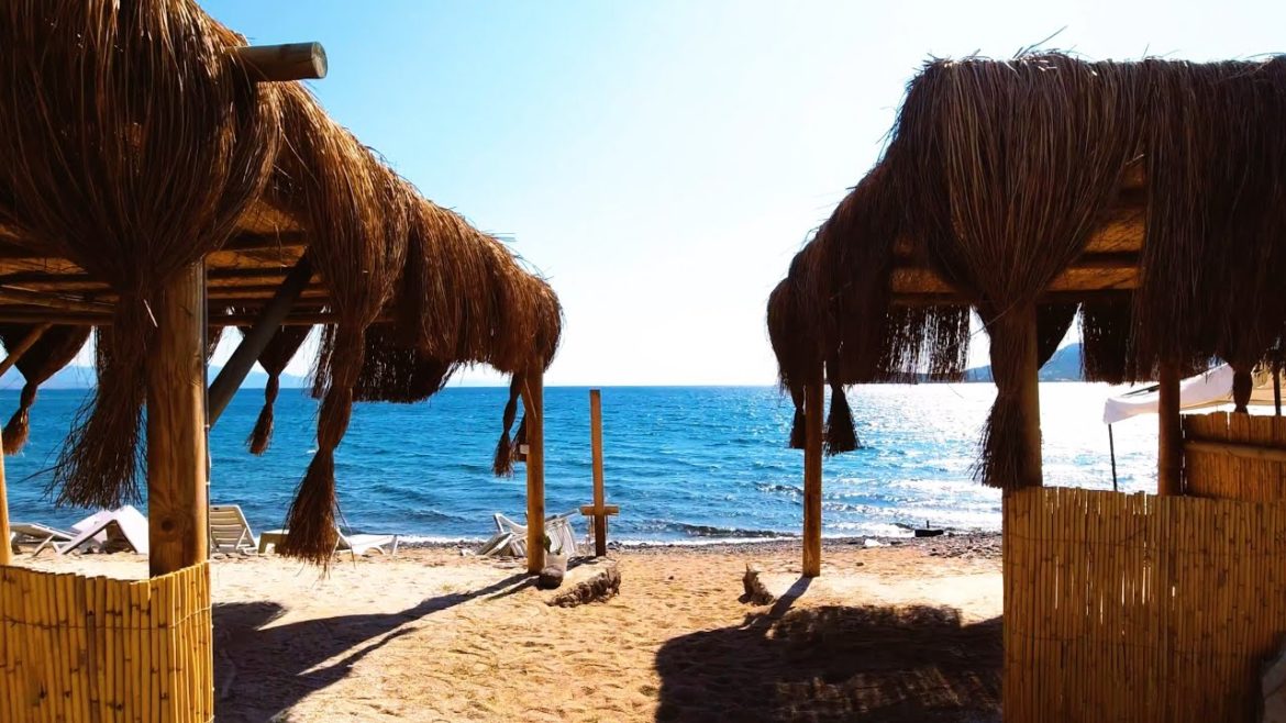 Walking in the Small Villages of Aegean. Sunny Day in Sivrice Village on Sivrice Bay, Turkey.