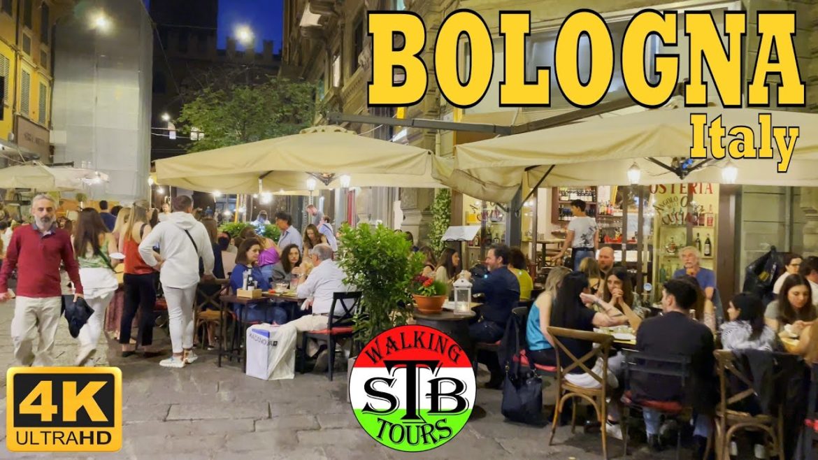 🇮🇹 Bologna Italy Summer Night Walking tour in Bologna 4K 2022 [36 min]