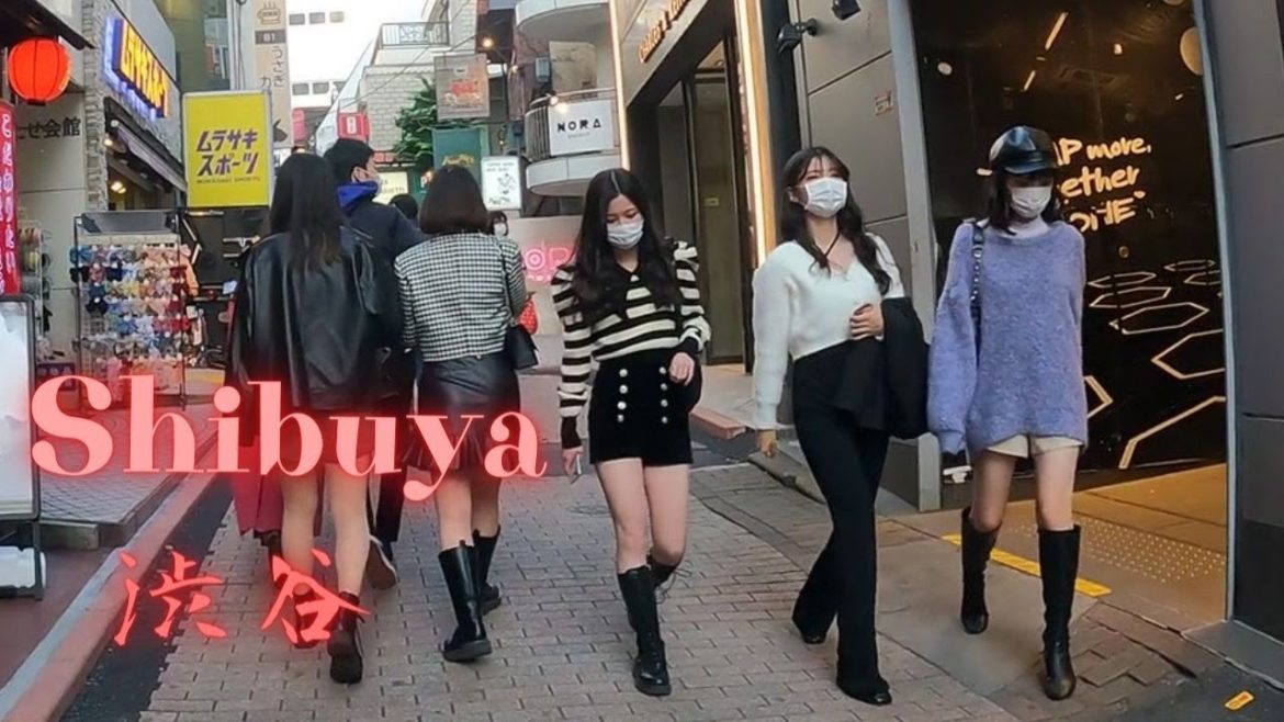 Many young people Shibuya Tokyo walking tour. 【4K】