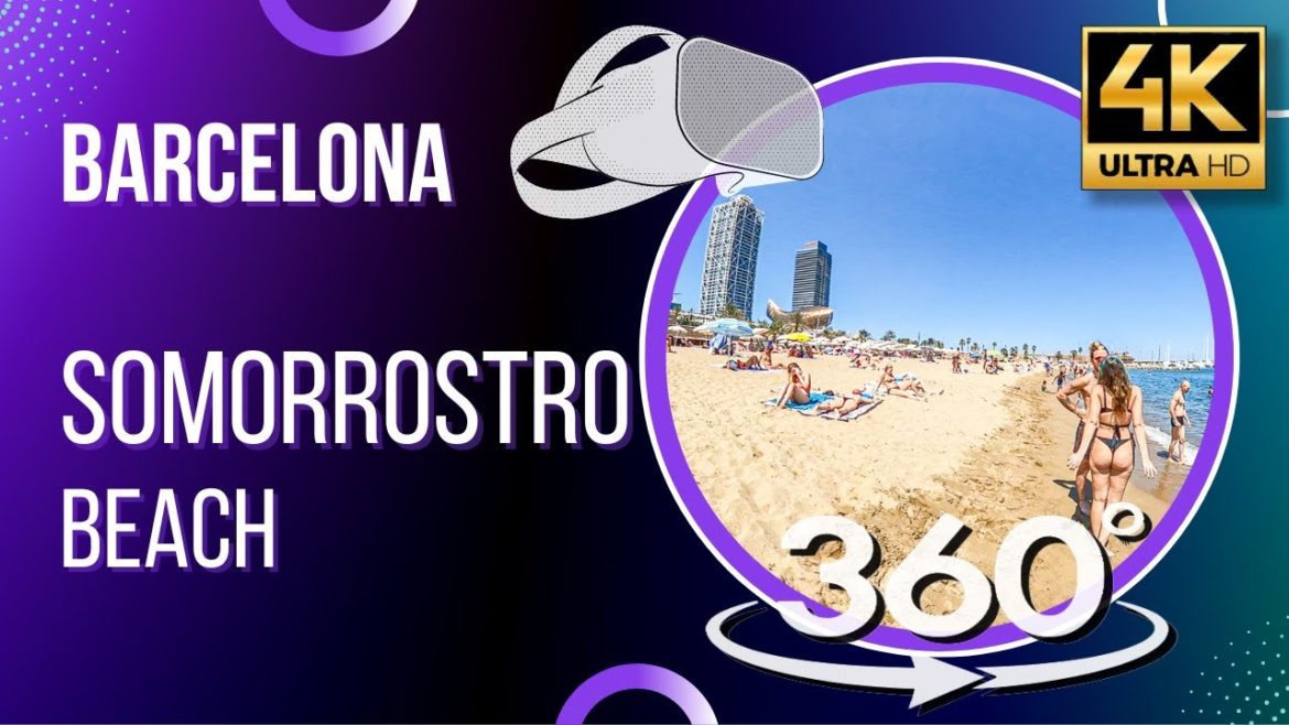360° 4K 🇪🇸 VR Walking Tours - Somorrostro beach Barcelona