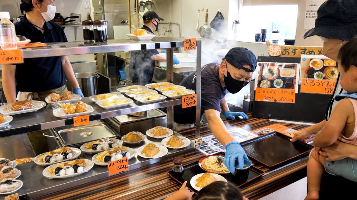 爆量ダブル肉うどん!天ぷら爆弾!驚異的な人気を誇る朝セルフうどん店に密着丨Japanese Fast Food:Udon Noodles 爆量ダブル肉うどん!天ぷら爆弾!驚異的な人気を誇る朝セルフうどん店に密着丨Japanese Fast Food:Udon Noodles