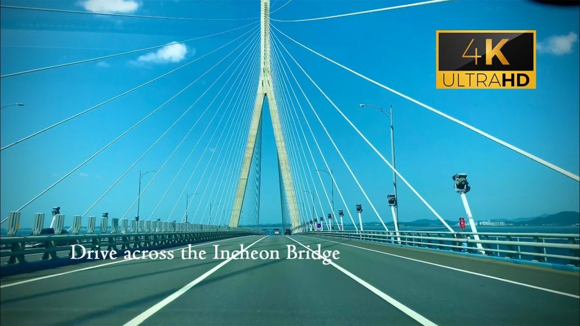 [4K] Korea walk tour | Drive across the Incheon Bridge to Incheon Airport South Korea