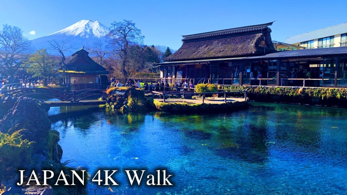 【4K】Japan Walking Tour - World Heritage Mt. Fuji, Spring Water Pond "Oshino Hakkai"