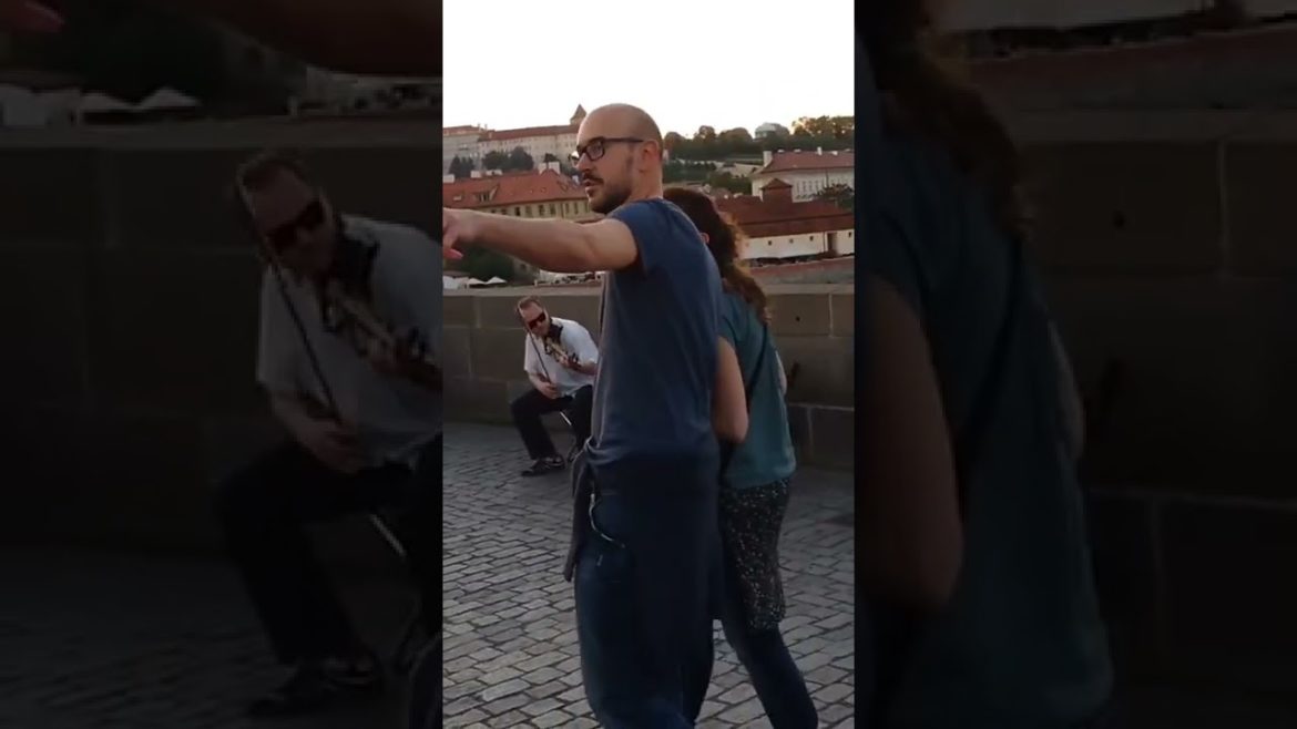 Enchanting violin music in Charles Bridge Prague Czech Republic