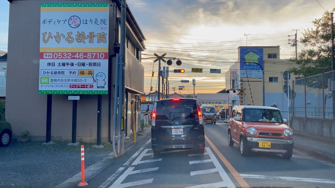 Sunset Driving Tour from Toyohashi City towards Gamagori City Aichi Japan Sunset Driving Tour from Toyohashi City towards Gamagori City Aichi Japan
