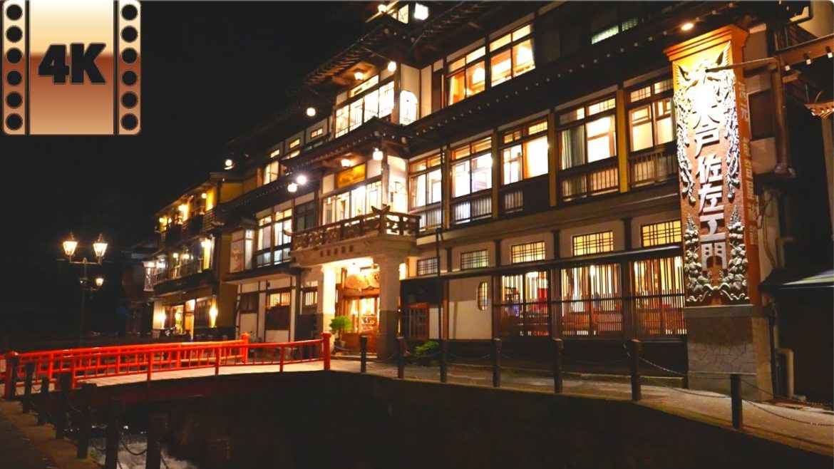 4K-Walking tour at Ginzan (Japan's famous hot spring resort) at Night  - slowtw - A7SIII - travel