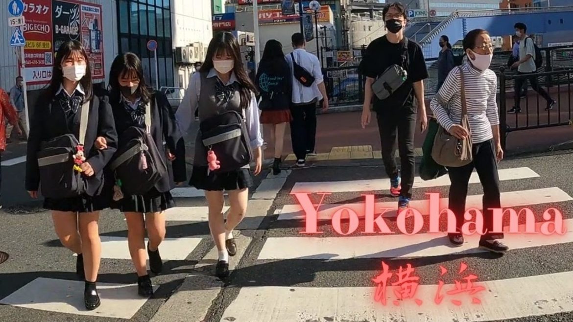 Yokohama walk tour【4K】Famous ramen shop was so crowded:@