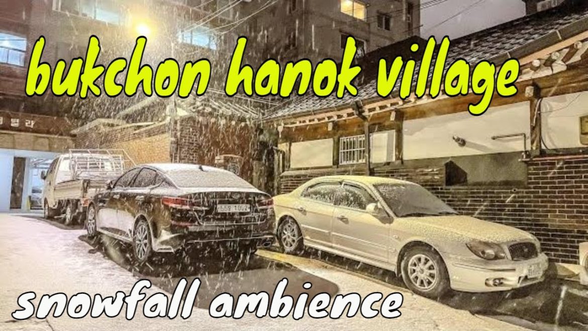 【4K HDR】  bukchon hanok village , seoul dawn walking tour,snowfall ambience