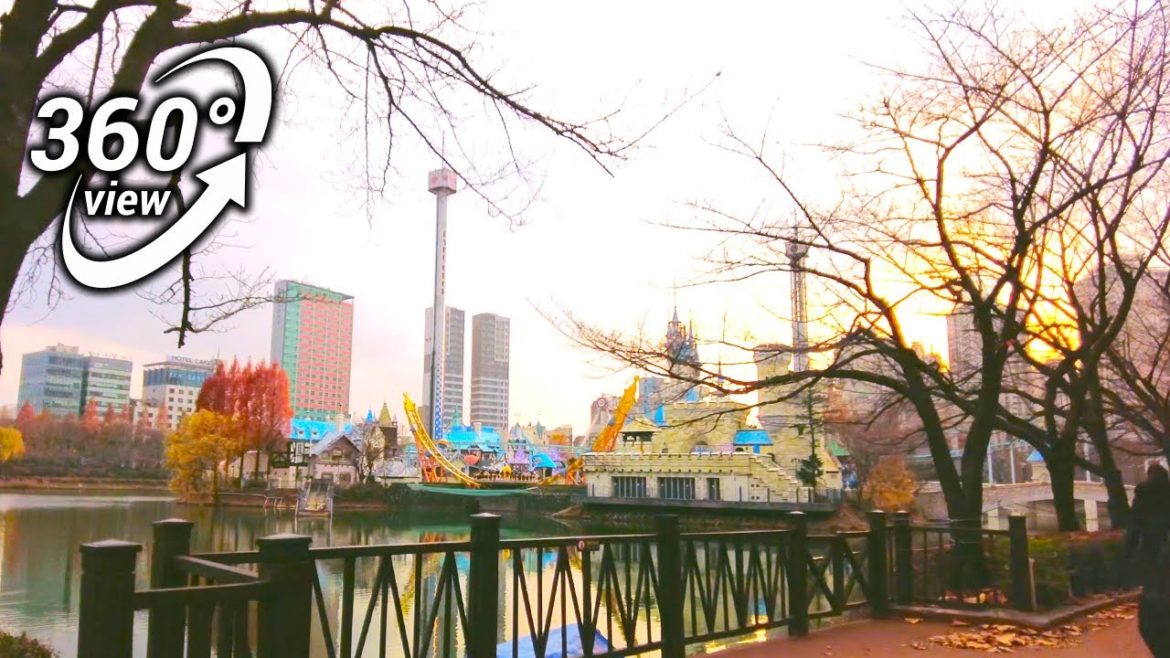 [360VR] Korea Seoul Walk Tour 🤩 Walking Around Jamsil Lotte World & Seokchon Lake at sunset | ソウルライブ