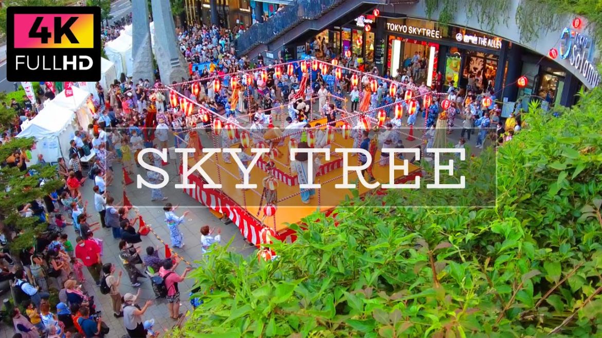 【4K】Summer Bon Odori Festival under the Tokyo Sky Tree. (Aug. 2022) | 3年ぶりに開催！東京ソラマチ 墨田区民納涼民踊大会