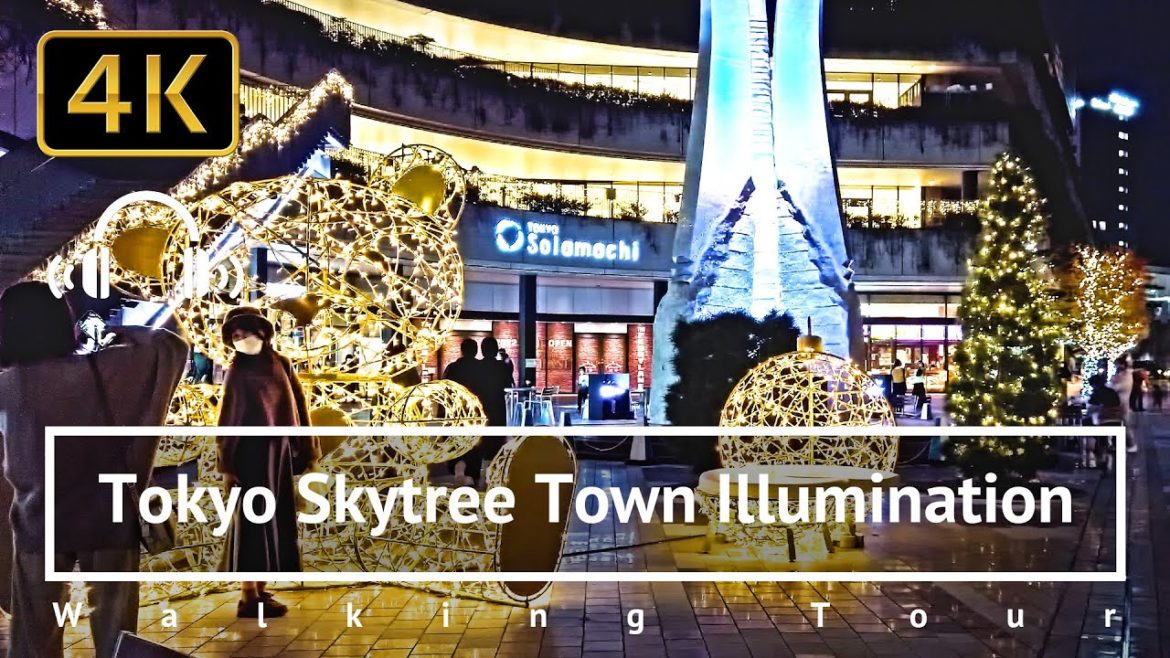 Tokyo Skytree Town Illumination Walking Tour starts from Asakusa - Tokyo Japan [4K/Binaural]