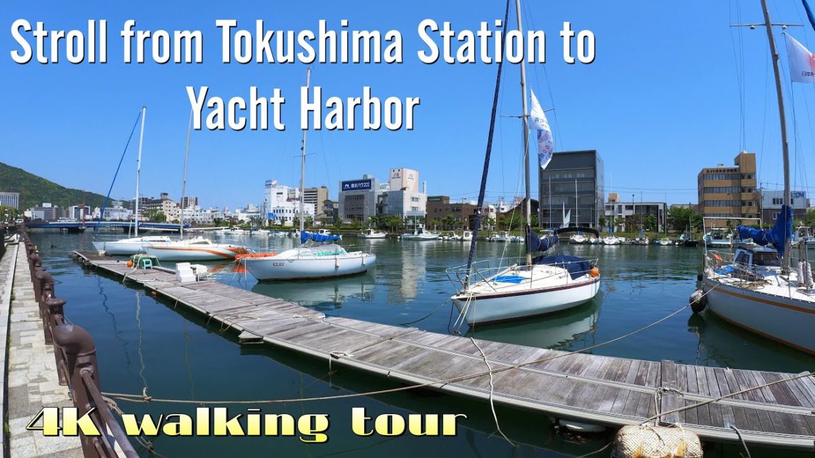 【4K walking tour】🇯🇵 Stroll from Tokushima Station in Japan to Yacht Harbor, May 2022(徳島駅からケンチョピアへ)