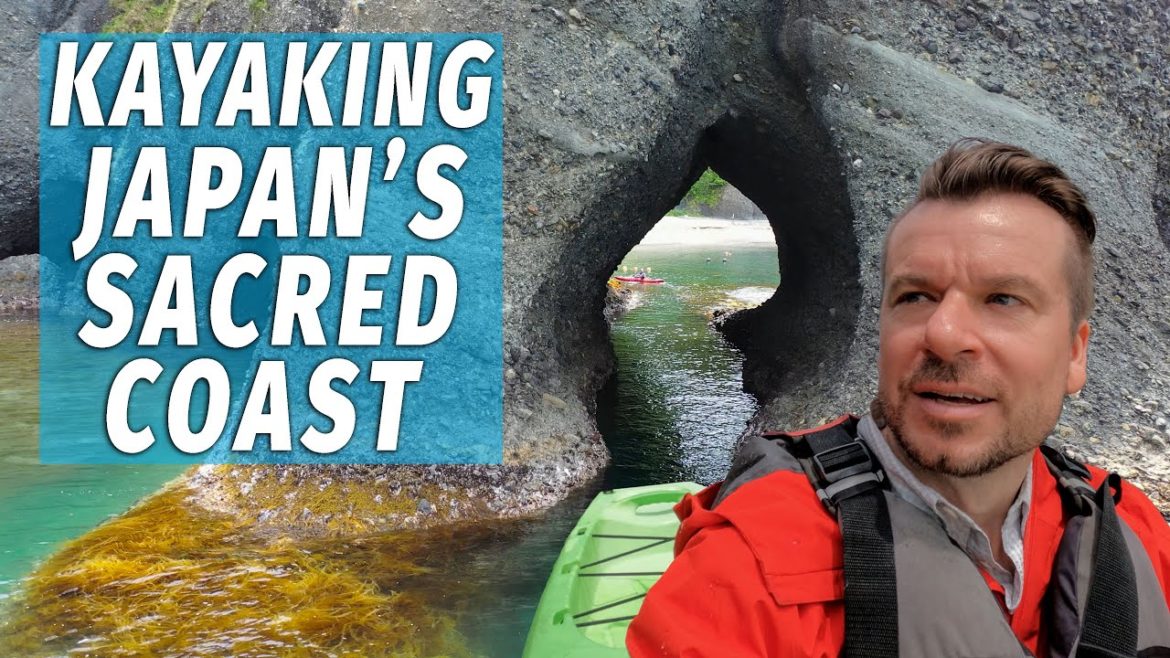 Exploring coastal caves by kayak near Jodogahama, Japan Exploring coastal caves by kayak near Jodogahama, Japan