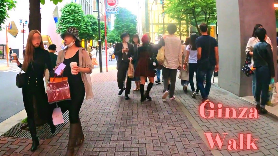 pedestrian paradise. Ginza Tokyo in Japan walking tour. 【4K】5.2022