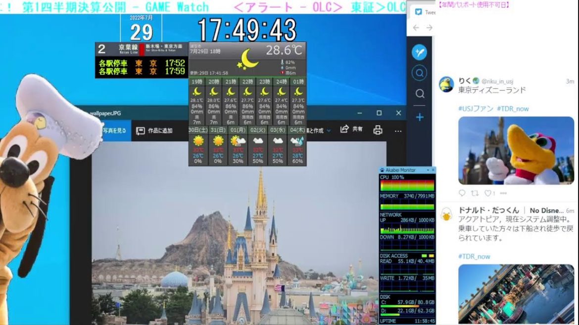 【 ディズニーライブカメラ  DisneyLiveCam 】 ディズニー・ライト・ザ・ナイト ライナイ 花火 舞浜 浦安 天気 地震 鉄道 飛行機 現地情報 ディズニーランド ディズニーシー