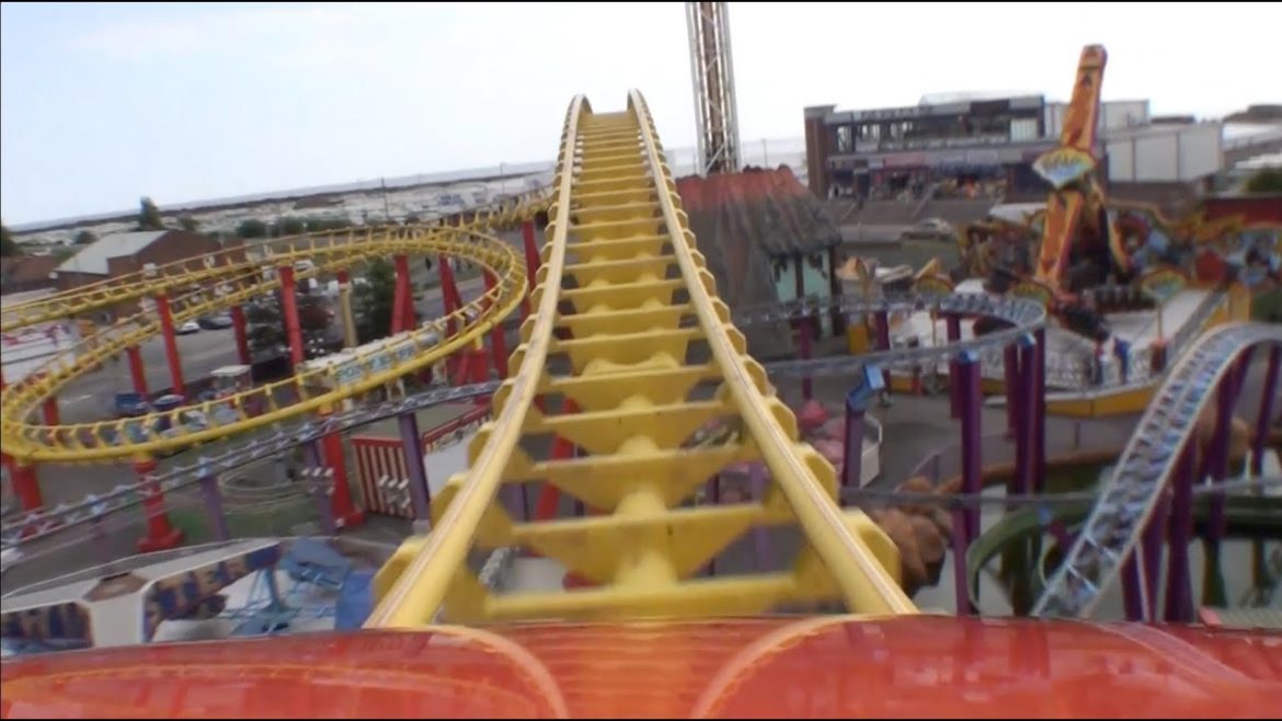 Millennium Roller Coaster POV Fantasy Island Skegness UK England Millennium Roller Coaster POV Fantasy Island Skegness UK England