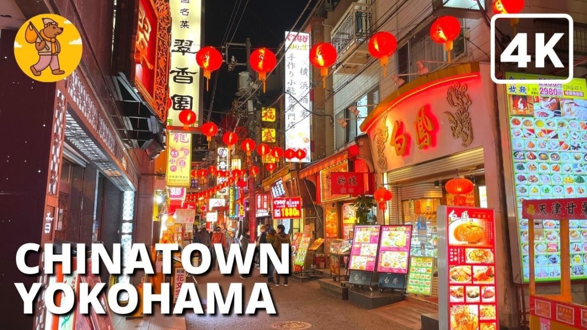 4K Yokohama Chinatown at Night Walking Tour | Kanagawa Japan