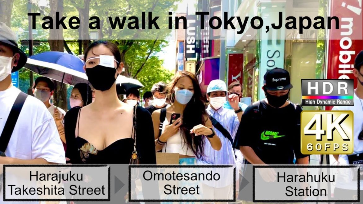 4K 60fps HDR// Take a walk in Tokyo, Japan, Takeshita Street→Omotesando Street→Harajuku Station