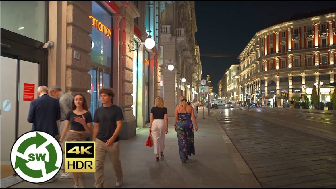 Milan in 4K HDR Walking Tour at Night