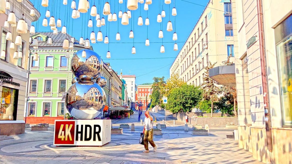 Walking tour -  Moscow 4k, Russia -  Stoleshnikov -  HDR