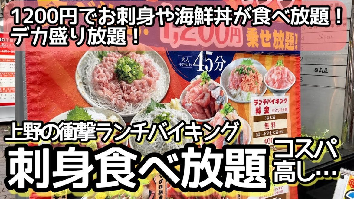 お刺身食べ放題ランチにチャレンジ！デカ盛り海鮮丼も出来る！大食いファン必見