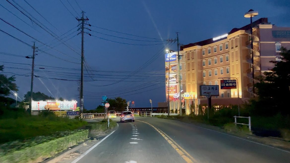 Dusk to Night Driving from Gamagori to Toyohashi Aichi Japan Dusk to Night Driving from Gamagori to Toyohashi Aichi Japan