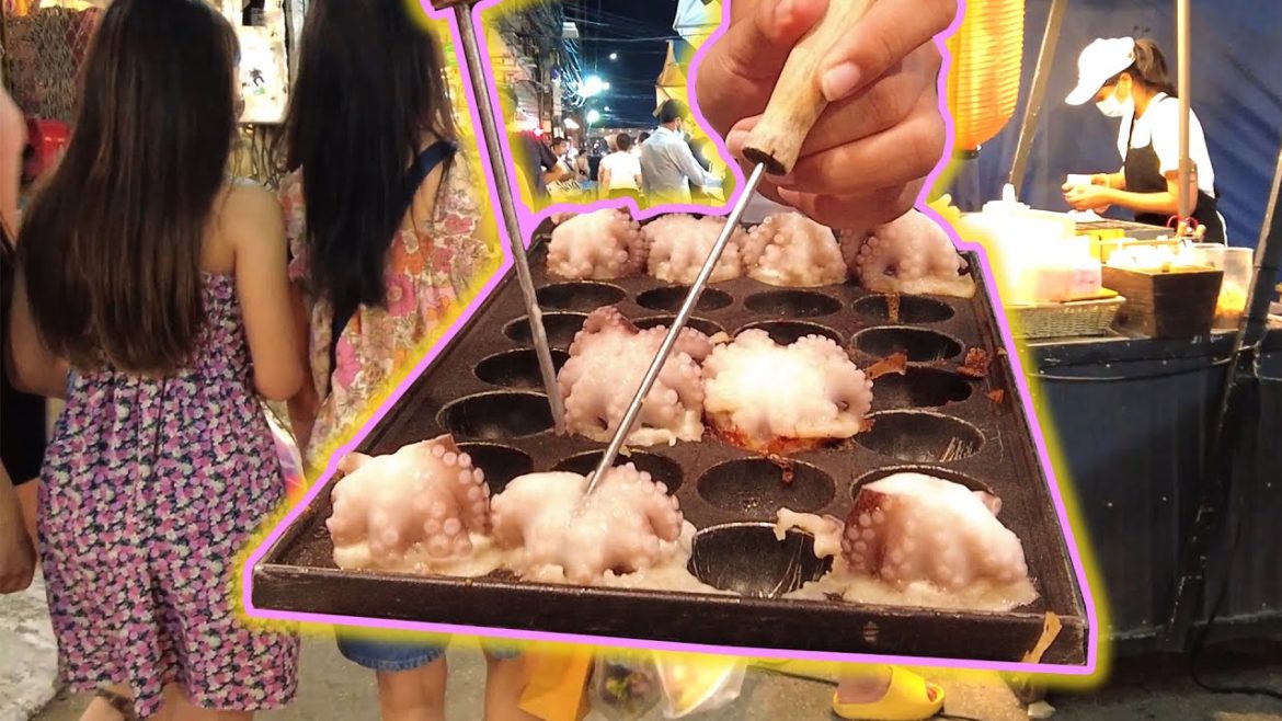 Thailand Night Market Tour - BABY OCTOPUS TAKOYAKI - Hua Hin Night Market