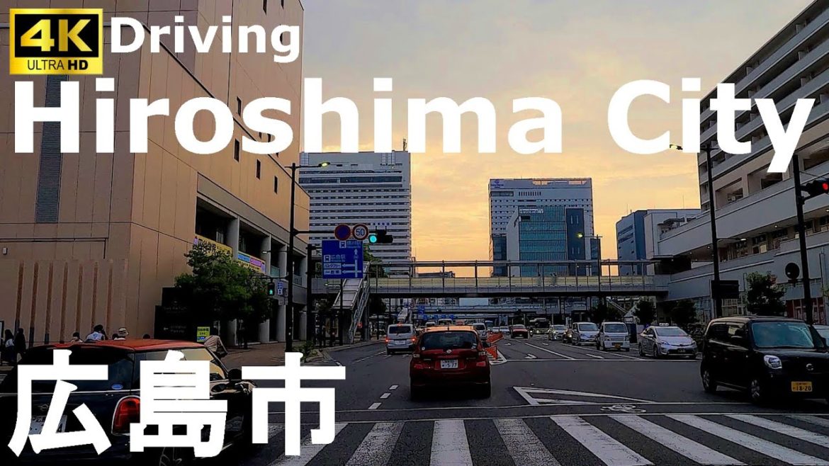 【4Kドライブ前面車窓動画】広島市内 ～夕暮れ時～
