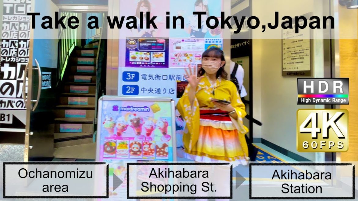 4K 60fps HDR// Take a walk in Tokyo, Japan, Ochanomizu area→Akiba Shopping Street→Akihabara Station