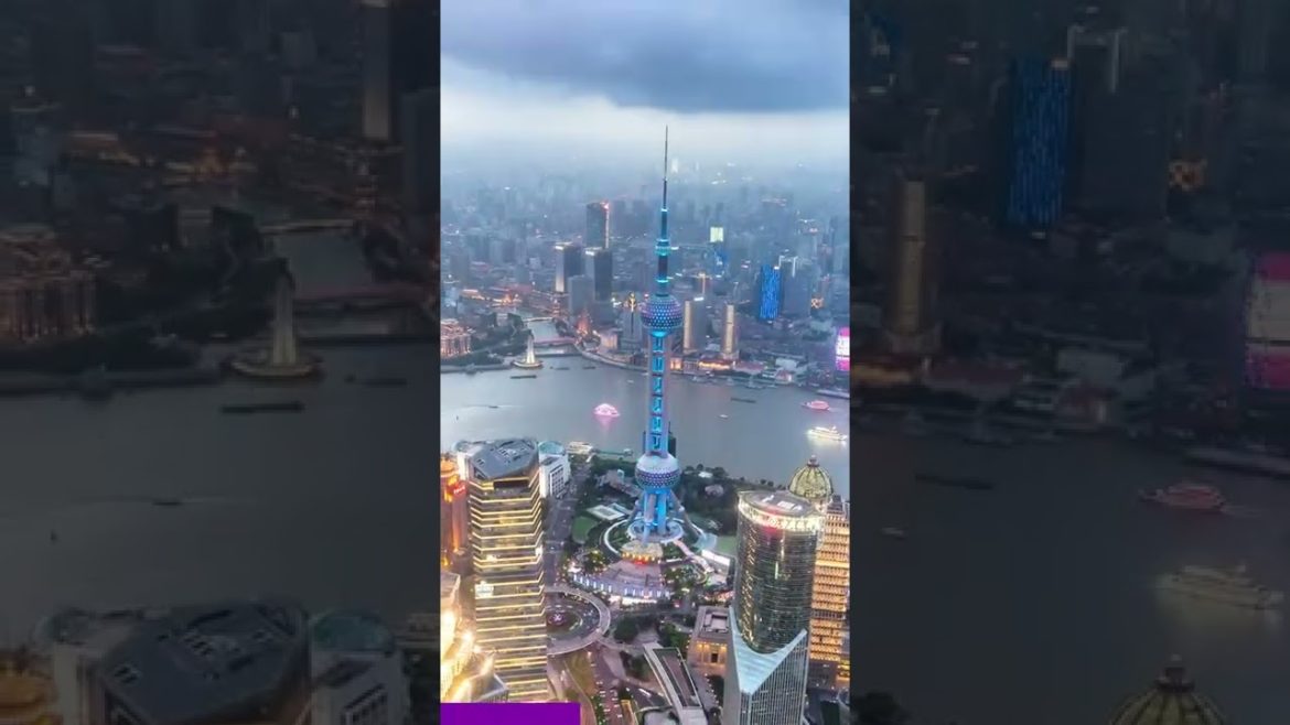 City skyline from day to night in Shanghai china City skyline from day to night in Shanghai china