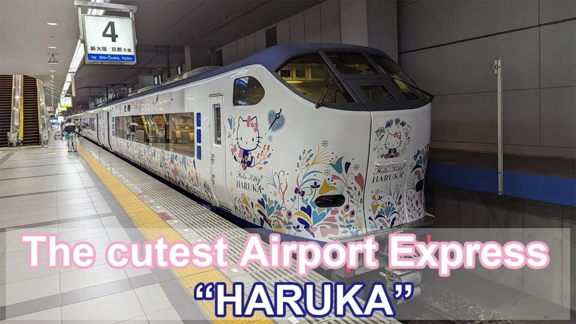 Riding the Hello Kitty Airport Express train "HARUKA" in Japan