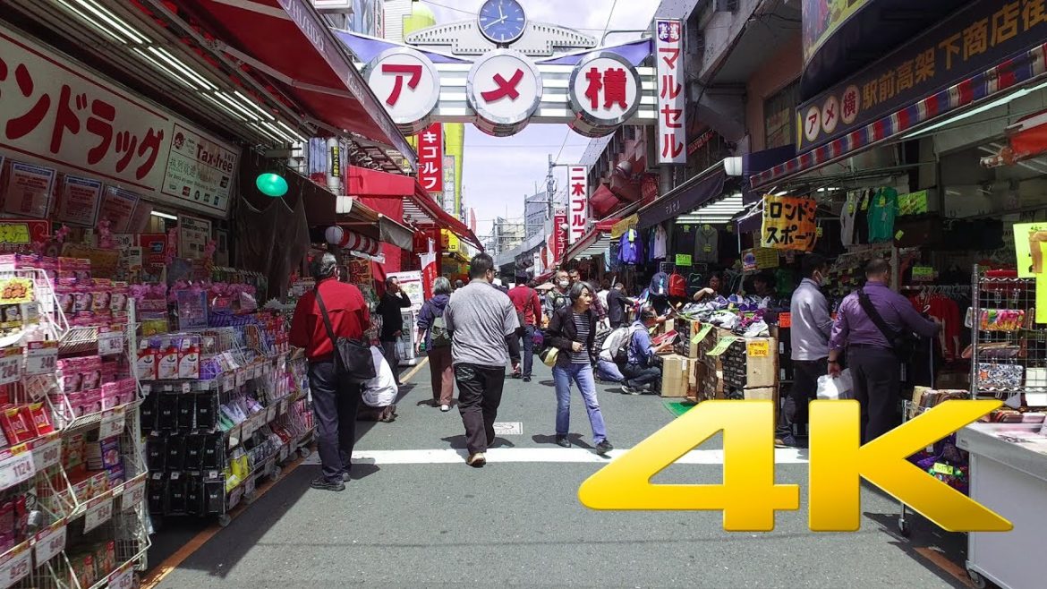 Walking around Ameyoko Market - Tokyo - アメ横 上野 - 4K Ultra HD