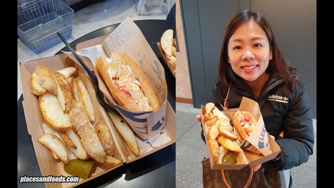 Eating Lobster Roll at Luke's Lobster at Shibuya Stream Tokyo Japan