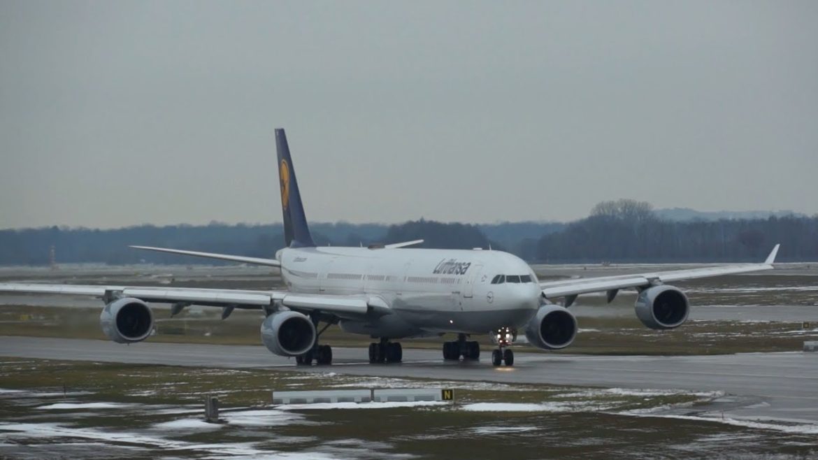 Lufthansa Airbus A340-642 D-AIHO departure at Munich Airport Abflug München Flughafen